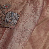 Pastel Pink Kanjivaram Tissue Saree With Scallop Border