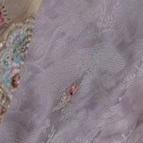 Mauve Purple Tissue Saree With Contrast Border