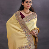 Golden Yellow Banarasi Tissue Saree With Scallop Border