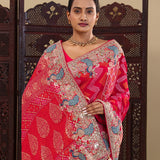 Pink Georgette Saree With Bandhani Design