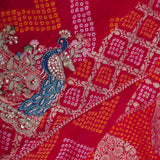 Pink Georgette Saree With Bandhani Design