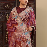 Dark Purple Georgette Saree With Bandhani Design