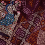 Dark Purple Georgette Saree With Bandhani Design
