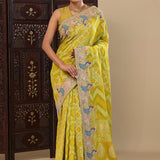 Apple Green Georgette Saree With Bandhani Design