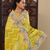 Apple Green Georgette Saree With Bandhani Design