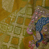 Apple Green Georgette Saree With Bandhani Design