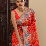 Red Georgette Saree With Bandhani Design