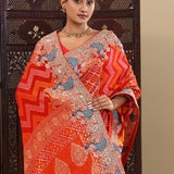 Red Georgette Saree With Bandhani Design