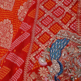 Red Georgette Saree With Bandhani Design
