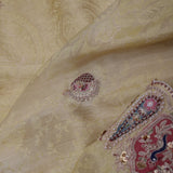 Pastel Gold Banarasi Tissue Saree With Scallop Border