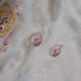 Gray Tissue Saree With Scallop Border