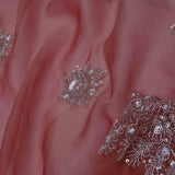 Punch Pink Fancy Tissue Saree With Scallop Border