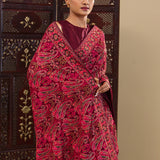 Aubergine Pinkish Red Georgette Saree With Thread Work