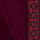 Aubergine Pinkish Red Georgette Saree With Thread Work