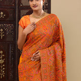 Fire Orange Georgette Saree With Thread Work
