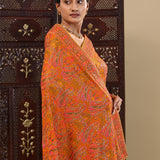 Fire Orange Georgette Saree With Thread Work