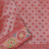 Apricot Cream Banarasi Tissue Saree With Animal Motifs