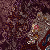 Gondola Red Tissue Saree With Bandhani Work