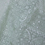 Pastel Green Georgette Fancy Saree With Thread Work