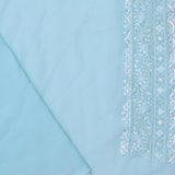 Pastel Blue Georgette Fancy Saree With Thread Work