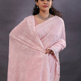 Pastel Pink Fancy Georgette Saree With Thread Work