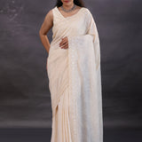 Off-White Fancy Georgette Saree With Thread Work