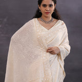 Off-White Fancy Georgette Saree With Thread Work