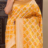 Turmeric Yellow Banarasi Silk Saree With Jaal