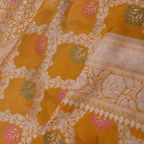Turmeric Yellow Banarasi Silk Saree With Jaal
