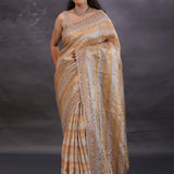 Dual Tone Tissue Fancy Saree With Cutdana Work