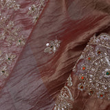 Golden Fancy Tissue Saree With Scallop Border