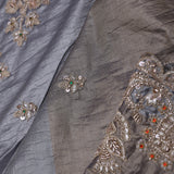 Dual Shade Tissue Saree With Scallop Border