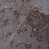 Golden Fancy Tissue Saree With Floral Embroidery