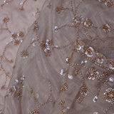Pastel Gold Fancy Tissue Saree With Floral Embroidery