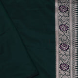 Bottle Green Banarasi Silk Saree With Self Border