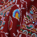 Dark Tan Red Patola Silk Saree With Scallop Border