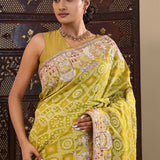 Tea Green Georgette Saree With Fancy Border