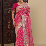 Hot Pink Georgette Saree With Fancy Border