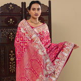 Hot Pink Georgette Saree With Fancy Border