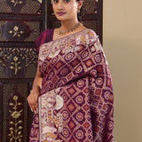 Dark Purple Georgette Saree With Fancy Border