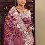 Dark Purple Georgette Saree With Fancy Border