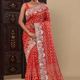 Red Georgette Saree With Designer Border