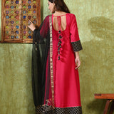 Classic Pink Rayon Solid Anarkali Set