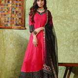 Classic Pink Rayon Solid Anarkali Set
