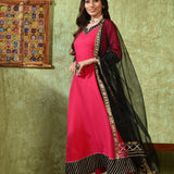 Classic Pink Rayon Solid Anarkali Set