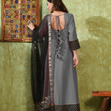 Grey Rayon Solid Anarkali Set