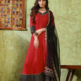 Maroon Rayon Solid Anarkali Set
