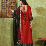 Maroon Rayon Solid Anarkali Set