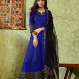 Indigo Blue Rayon Solid Anarkali Set