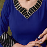 Indigo Blue Rayon Solid Anarkali Set